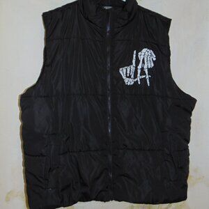 Original Deluxe Creepy LA Skeleton Hands Puffer Puffy Vest Mens Los Angeles Sign